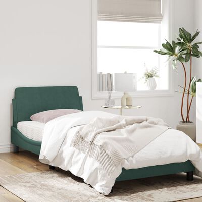 vidaXL Estructura cama con cabecero terciopelo verde oscuro 80x200 cm