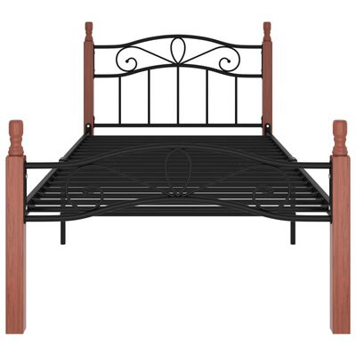 vidaXL Estructura cama sin colchón metal madera roble negro 90x200 cm