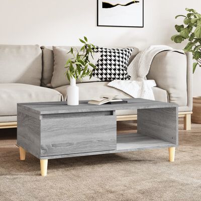 vidaXL Mesa de centro madera contrachapada gris Sonoma 90x50x36,5 cm