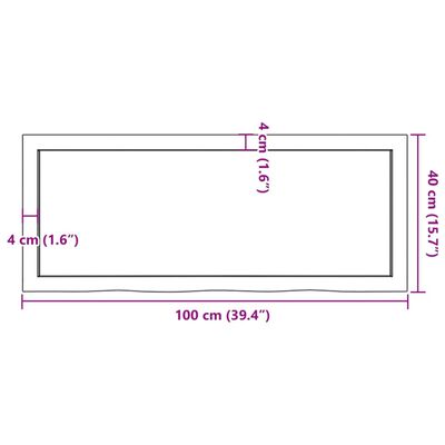 vidaXL Encimera de baño madera tratada marrón oscuro 100x40x(2-4) cm