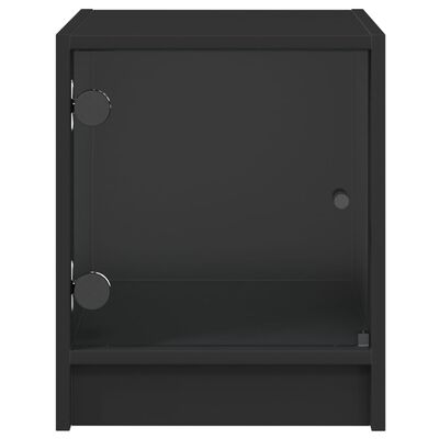 vidaXL Mesitas de noche con puertas de vidrio 2 uds negro 35x37x42 cm