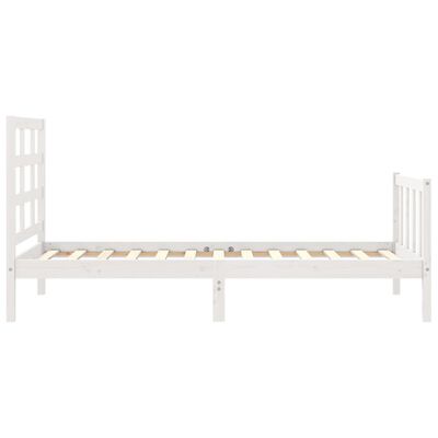 vidaXL Estructura de cama con cabecero madera maciza blanco 90x200 cm