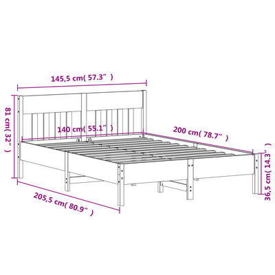 vidaXL Estructura de cama sin colchón madera de pino blanca 140x200 cm