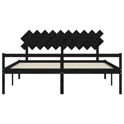 vidaXL Cama personas mayores cabecero madera maciza negro 200x200 cm