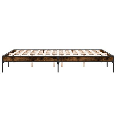 vidaXL Estructura cama madera ingeniería metal roble ahumado 140x200cm