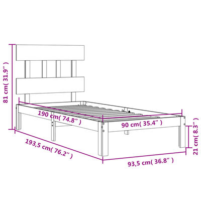 vidaXL Estructura de cama con cabecero madera maciza blanco