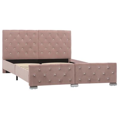 vidaXL Estructura de cama sin colchón terciopelo rosa 140x200 cm