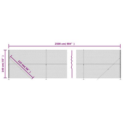 vidaXL Cerca de alambre con brida plateada 1,4x25 m