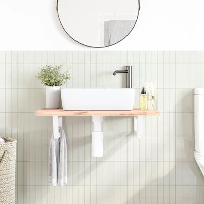 vidaXL Soportes estante de lavabo 2 unidades trapecio acero blanco