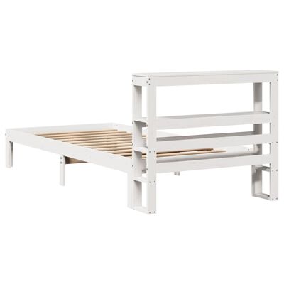 vidaXL Estructura de cama con cabecero madera pino blanco 75x190 cm