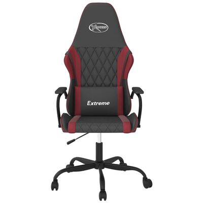 vidaXL Silla gaming de masaje cuero sintético negro y rojo vino tinto