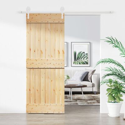 vidaXL Puerta corredera con herrajes madera maciza de pino 80x210 cm