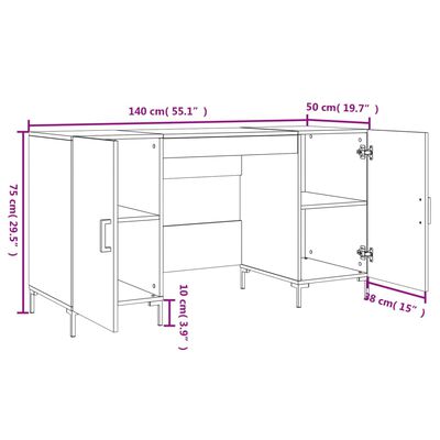 vidaXL Escritorio madera de ingeniería roble marrón 140x50x75 cm