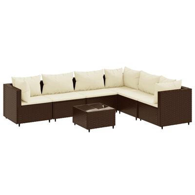 vidaXL Set muebles de jardín 7 piezas y cojines ratán sintético marrón