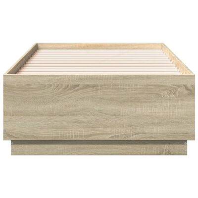 vidaXL Estructura cama con luces LED madera roble Sonoma 90x190 cm