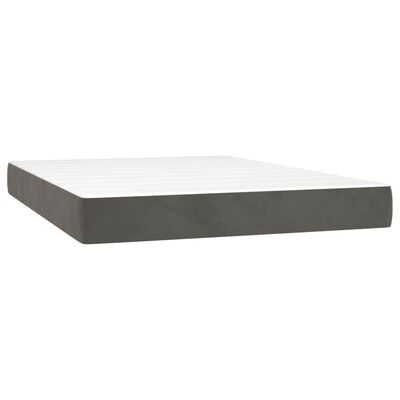 vidaXL Cama box spring colchón y LED terciopelo gris oscuro 140x200 cm