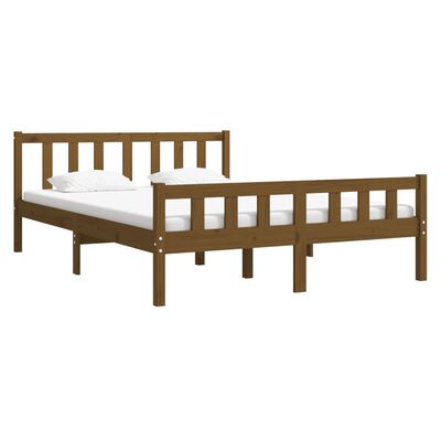 vidaXL Estructura de cama madera maciza marrón miel 140x190 cm