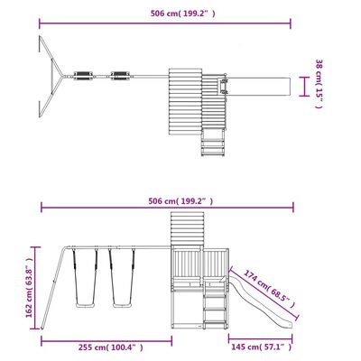 vidaXL Parque infantil de exterior madera maciza Douglas