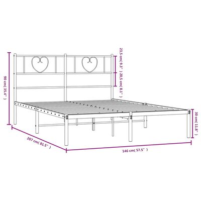 vidaXL Estructura cama sin colchón con cabecero metal negro 140x200 cm