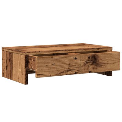 vidaXL Soporte de monitor con cajones madera envejecida 50x27x15 cm