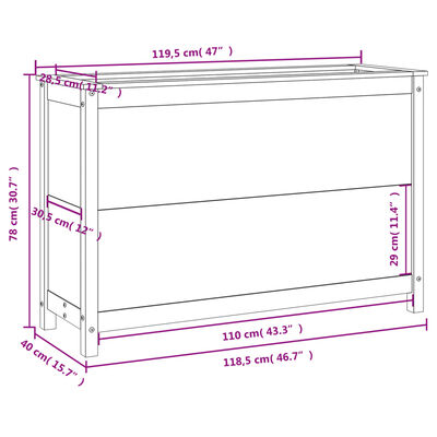 vidaXL Arriate elevado de jardín madera abeto Douglas 119,5x40x78 cm