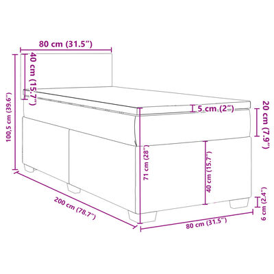 vidaXL Cama box spring con colchón terciopelo azul oscuro 80x200 cm