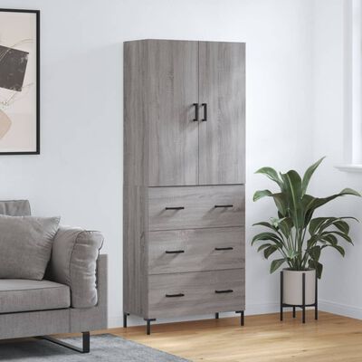 vidaXL Aparador alto madera contrachapada gris sonoma 69,5x34x180 cm