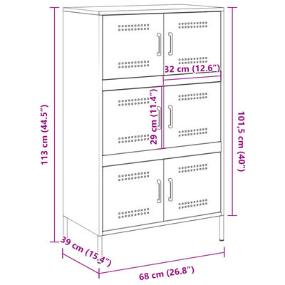 vidaXL Aparador de acero rosa 68x39x113 cm