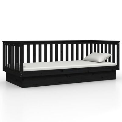 vidaXL Sofá cama de madera maciza de pino negro 80x200 cm