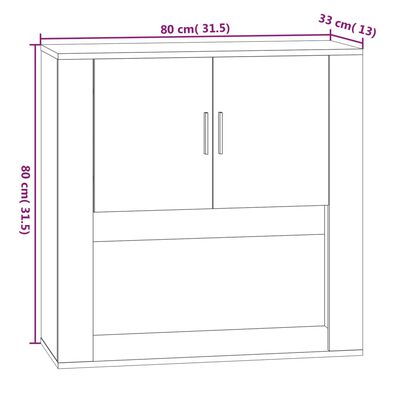 vidaXL Armario de pared madera contrachapada blanco 80x33x80 cm