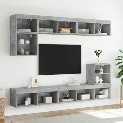 vidaXL Mueble para TV con luces LED gris hormigón 80x30x30 cm