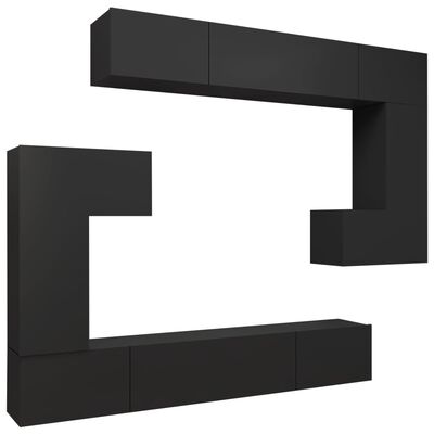 vidaXL Set de muebles para TV 8 piezas madera contrachapada negro