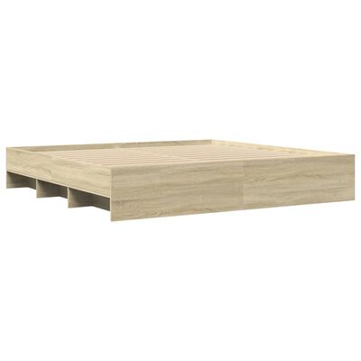 vidaXL Estructura de cama madera de ingeniería roble Sonoma 200x200 cm