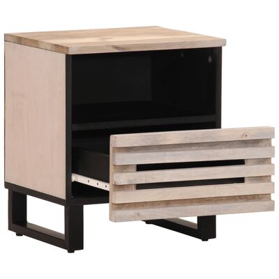 vidaXL Mesita de noche madera maciza mango blanqueado 40x34x46 cm