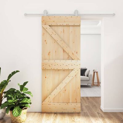 vidaXL Puerta corredera con herrajes madera maciza de pino 85x210 cm