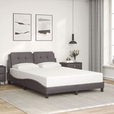 vidaXL Estructura cama con luces LED cuero sintético gris 140x200 cm