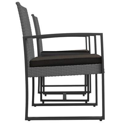 vidaXL Set comedor jardín 3 pzas cojines PP aspecto ratán gris oscuro