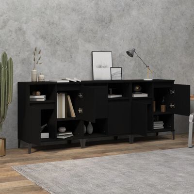 vidaXL Aparadores 3 uds madera contrachapada negro 60x35x70 cm