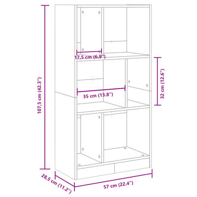 vidaXL Estantería madera de ingeniería roble Sonoma 57x28,5x107,5 cm