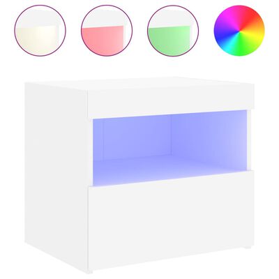 vidaXL Mesitas de noche con luces LED 2 unidades blanco 50x40x45 cm