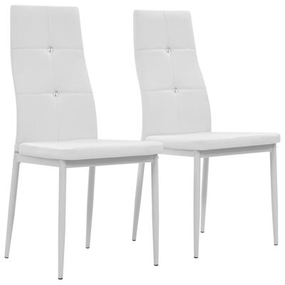 vidaXL Sillas de comedor 2 unidades cuero sintético blanco