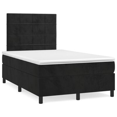 vidaXL Cama box spring con colchón terciopelo negro 120x200 cm