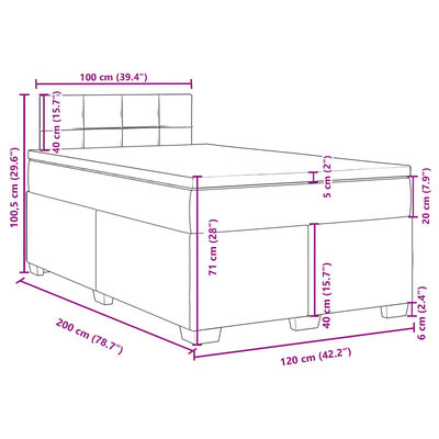 vidaXL Cama box spring con colchón tela negro 120x200 cm