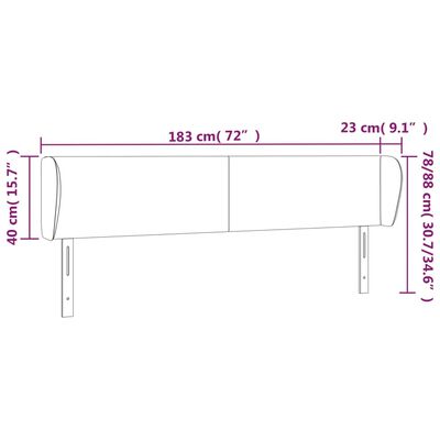 vidaXL Cabecero de cuero sintético negro 183x23x78/88 cm