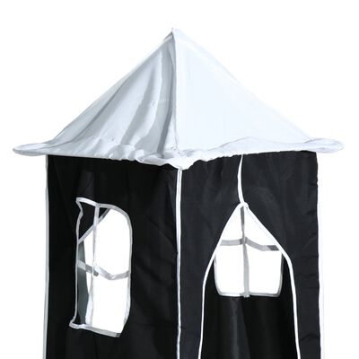 vidaXL Cama alta niños con torre madera pino blanco negro 80x200 cm