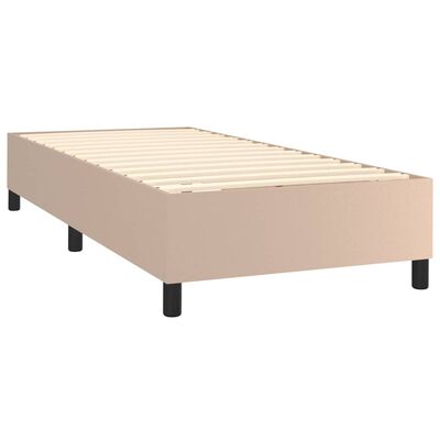 vidaXL Cama box spring colchón LED cuero sintético capuchino 90x200 cm