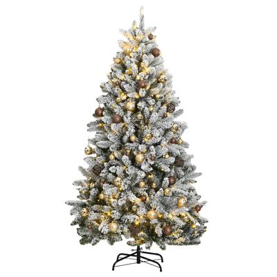 vidaXL Árbol de Navidad artificial con bisagras 300 LED y bolas 180 cm