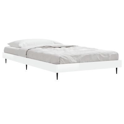 vidaXL Estructura de cama madera de ingeniería blanco brillo 100x200cm