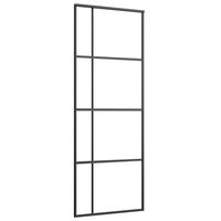 vidaXL Puerta corredera ESG vidrio y aluminio negra 76x205cm