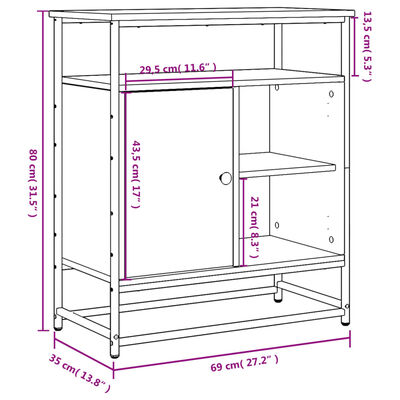 vidaXL Aparador de madera de ingeniería negro 69x35x80 cm